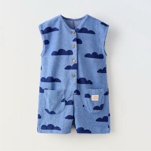 Zara Kids, Bluish, Cloud terrycloth jumpsuit, 18 months